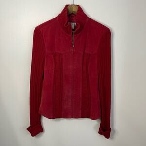Coldwater Creek Red Suede Sweater Jacket Size M